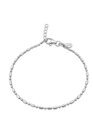 Armbånd sølv rhodineret lang/kugle