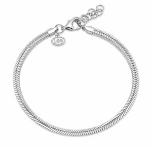 Armbånd sølv rhodineret flad blød slange