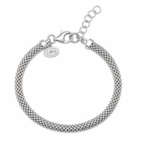 Armbånd sølv rhodineret big flad hindbær
