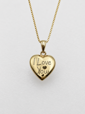 Vedh. sølv forg. hjerte I love You m/kæde