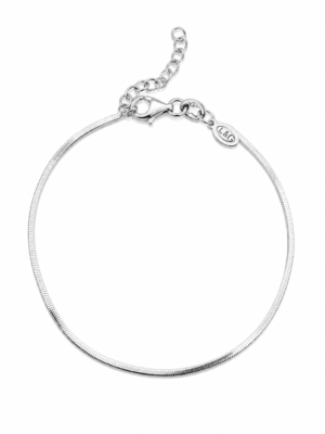 Armbånd sølv rhodineret slange facet