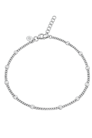 Armbånd sølv rhodineret small shine/panser