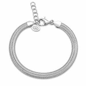 Armbånd sølv rhodineret big flad slange
