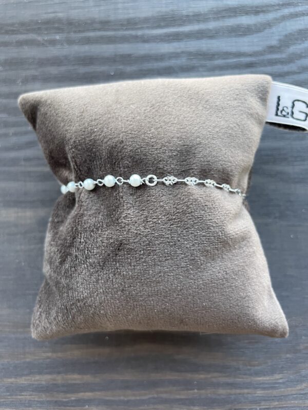 Armbånd sølv rhodineret perle
