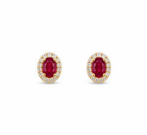 Ørestikker 14 karat PETIT rubin 0,07 carat brillanter WSI